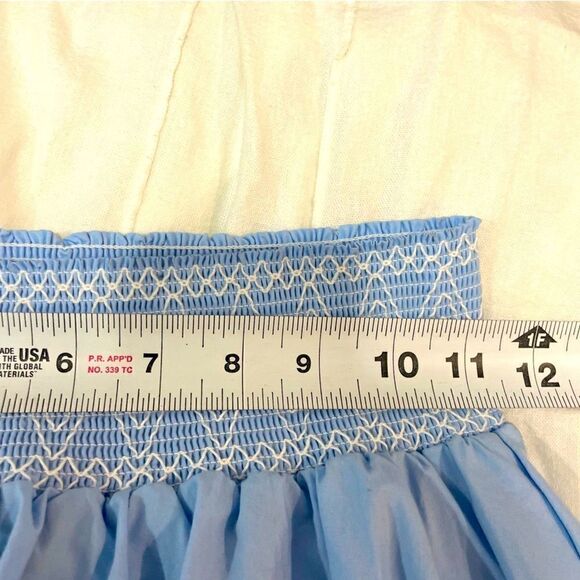 ZARA Summer Blue Midi Full Skirt Stretchy Weist with embroidery XS - Picture 10 of 11